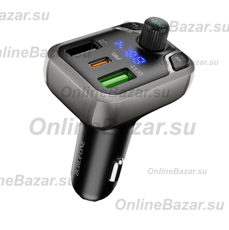 Автомобильный FM модулятор (трансмиттер) Borofone BC38 (3А/QC 3.0/USB-C PD/Bluetooth) <черный> ― OnlineBazar.su