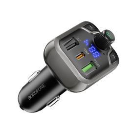 Автомобильный FM модулятор (трансмиттер) Borofone BC38 (3А/QC 3.0/USB-C PD/Bluetooth) <черный>