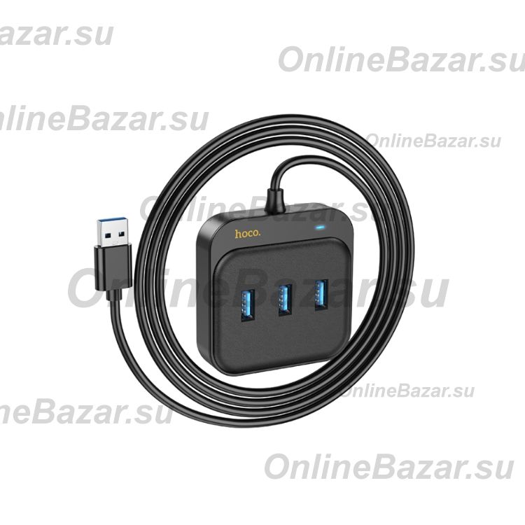 Адаптер Type-C Hoco HB35 Gigabit Ethernet (3 порта USB 3.0/RJ45/1.2 м) <черный> ― OnlineBazar.su