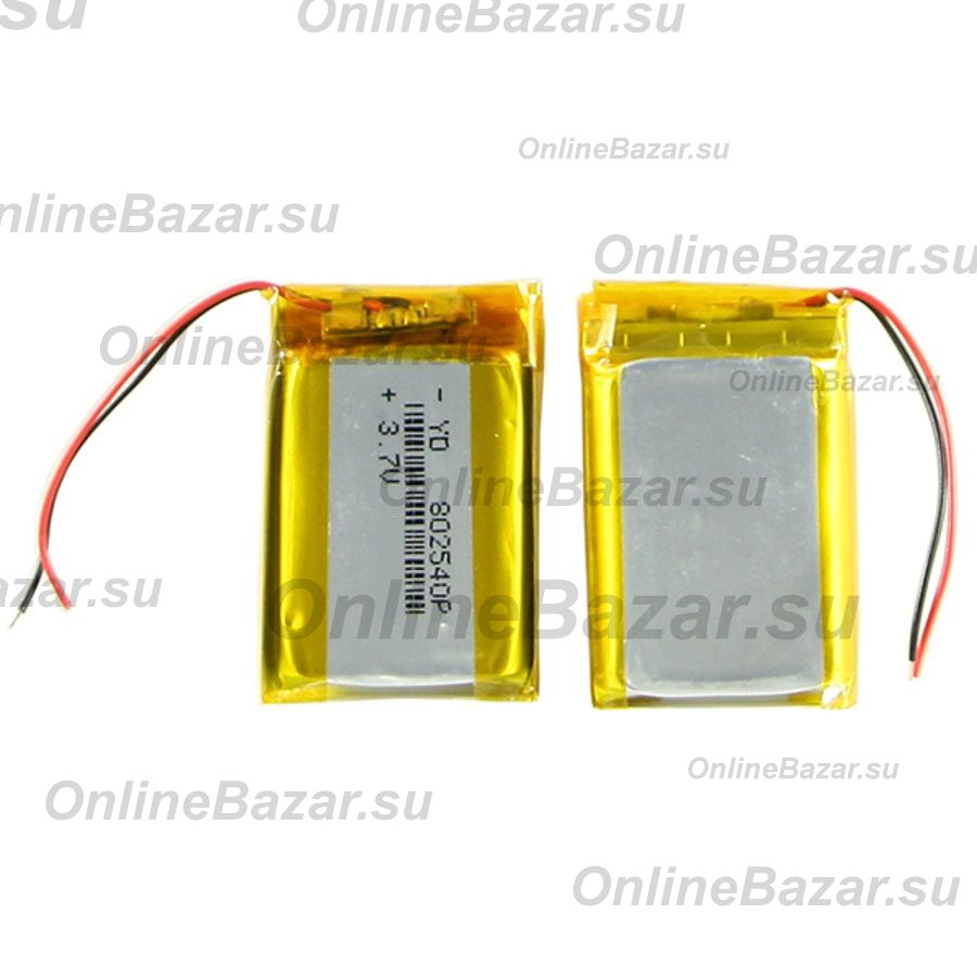 Аккумуляторная батарея универсальная 802540p (8*25*40 mm/3,7v/Li-Pol/2 контакта) 650 mAh ― OnlineBazar.su