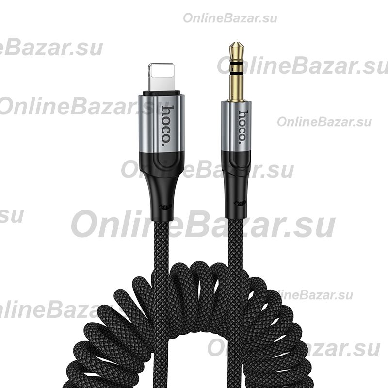 Кабель AUX 3.5mm - Lightning Hoco UPA33A (1.5 м) <черный> ― OnlineBazar.su