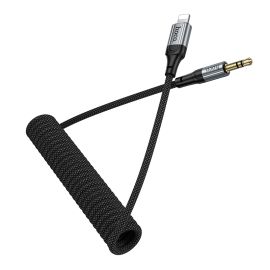 Кабель AUX 3.5mm - Lightning Hoco UPA33A (1.5 м) <черный>