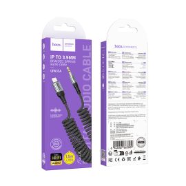 Кабель AUX 3.5mm - Lightning Hoco UPA33A (1.5 м) <черный>