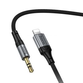 Кабель AUX iPhone Lightning - 3.5 mm Hoco UPA33A (1 м) <черный>