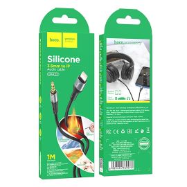 Кабель AUX iPhone Lightning - 3.5 mm Hoco UPA22 (1 м) <черный>