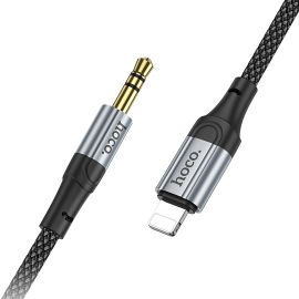 Кабель AUX iPhone Lightning - 3.5 mm Hoco UPA26 (1 м) <черный>