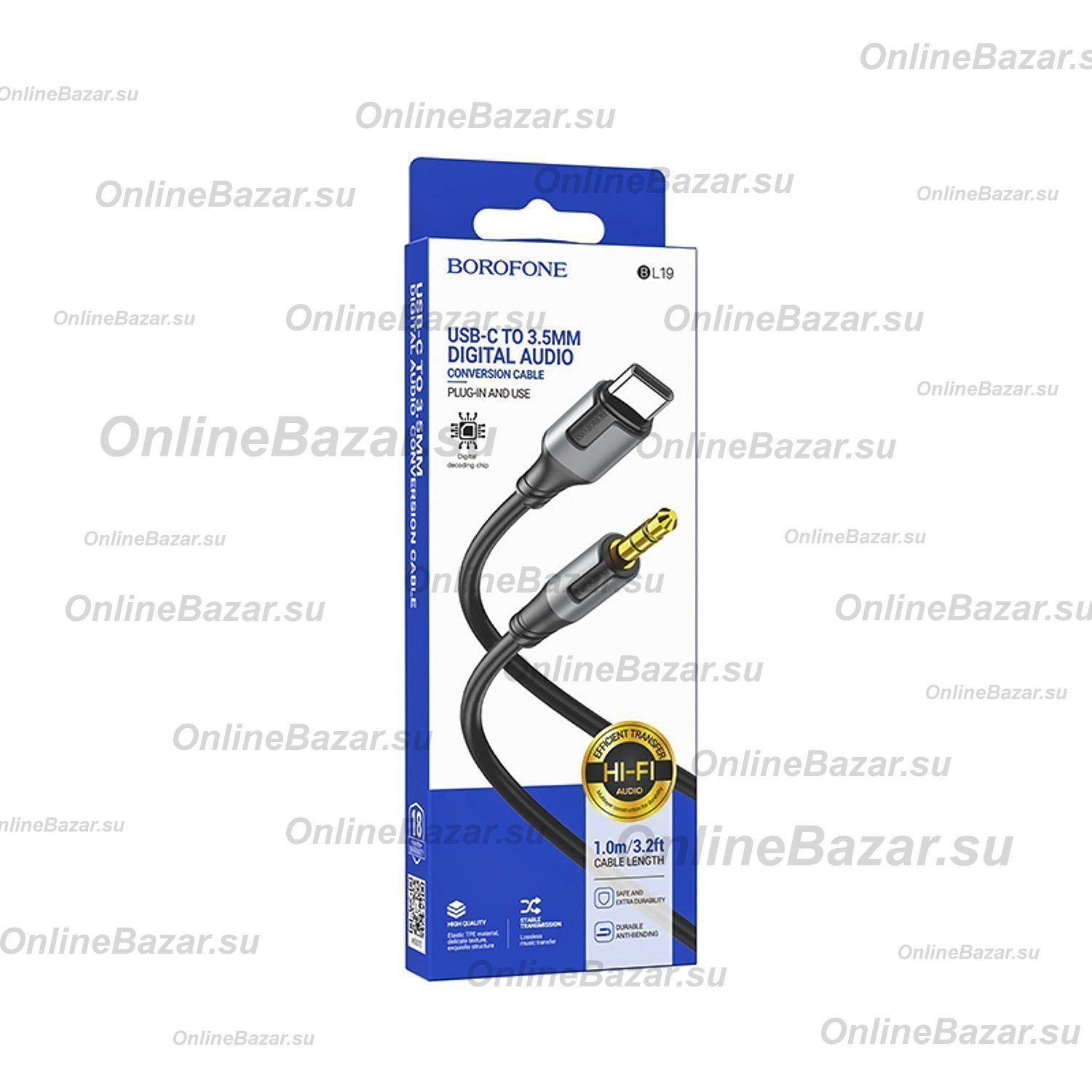 Кабель AUX 3.5 mm - Type-C Borofone BL19 (1 м) <черный> ― OnlineBazar.su