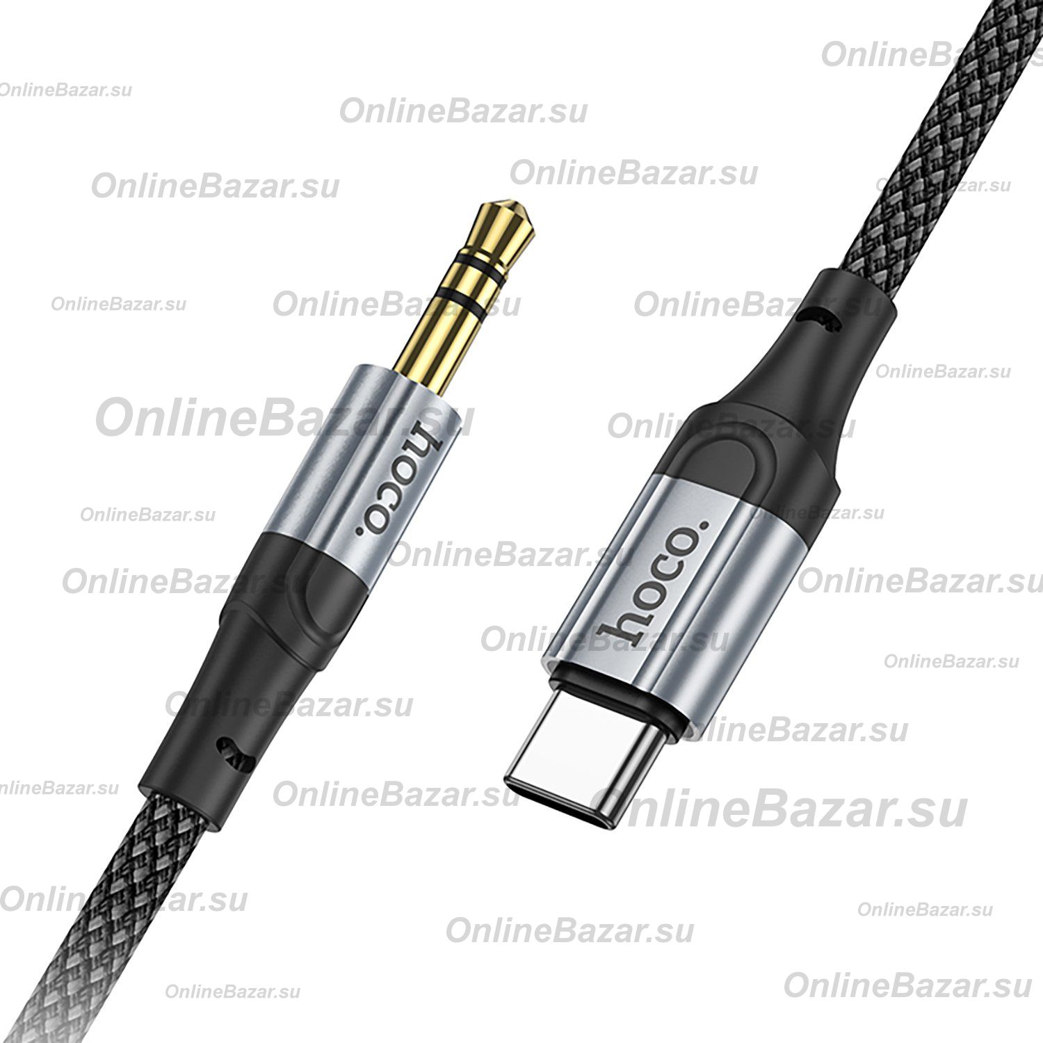 Кабель AUX 3.5 mm - Type-C Hoco UPA26 (1 м) <черный> ― OnlineBazar.su