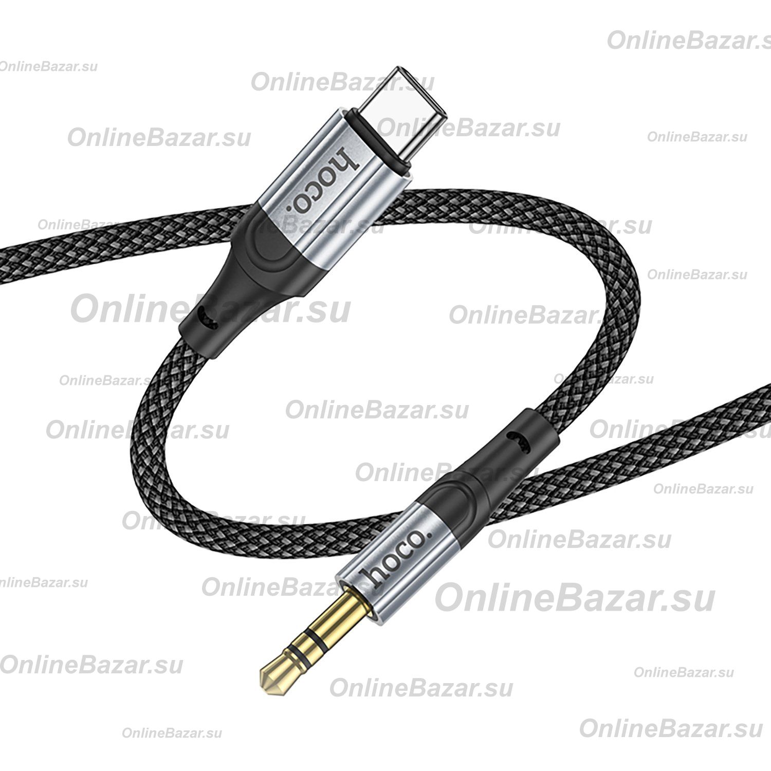 Кабель AUX 3.5 mm - Type-C Hoco UPA26 (1 м) <черный> ― OnlineBazar.su
