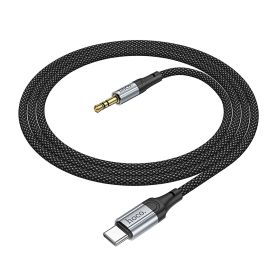 Кабель AUX 3.5 mm - Type-C Hoco UPA26 (1 м) <черный>