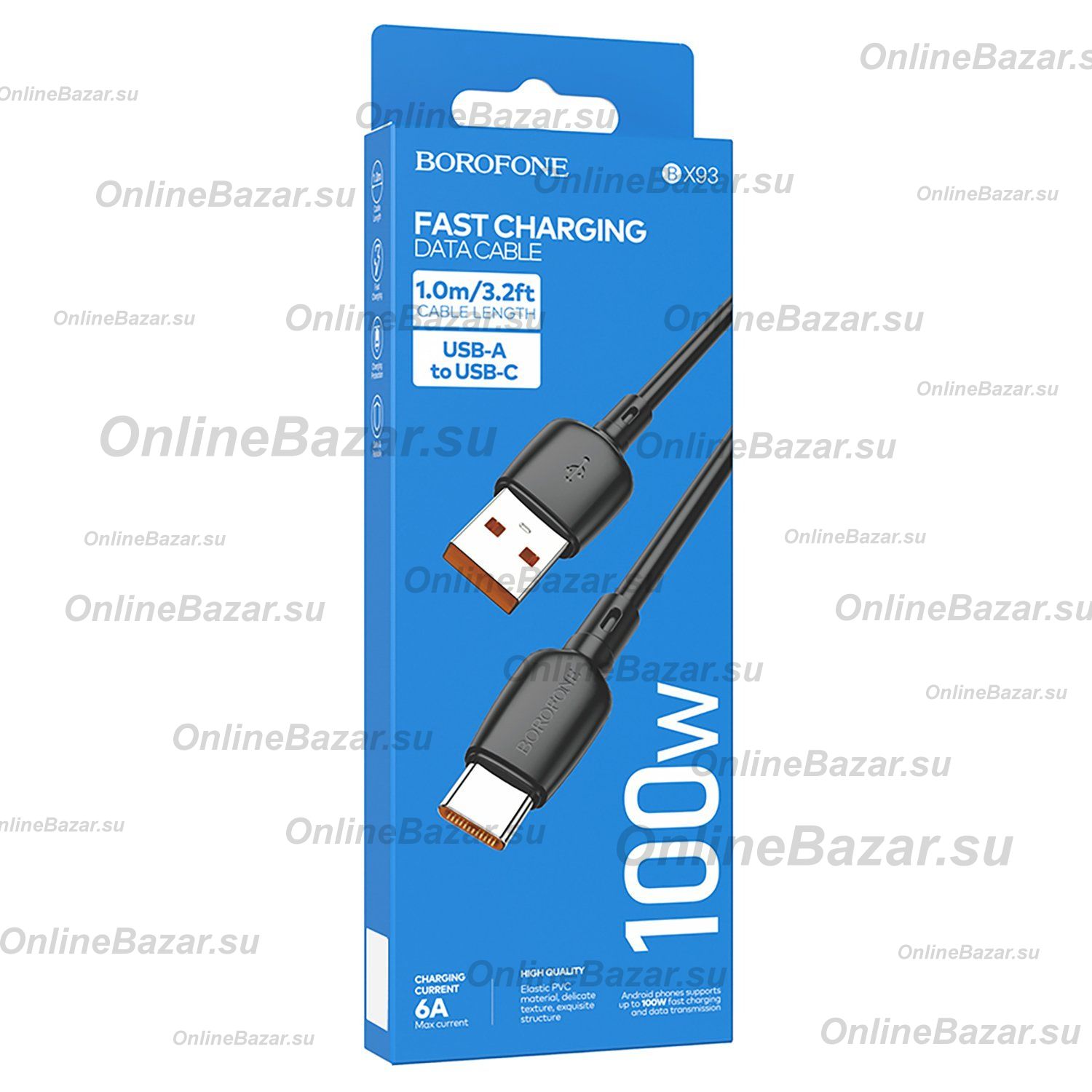 Кабель USB Type-C Borofone BX93 (5A/PD/100W/1 метр) <черный> ― OnlineBazar.su