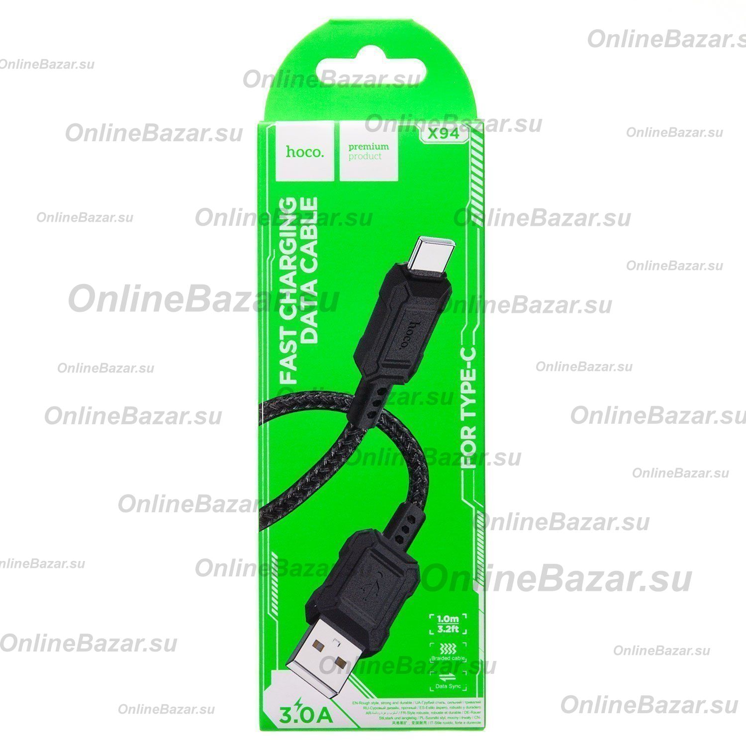 Кабель USB Type-C Hoco X94 (3A/1 метр) <черный> ― OnlineBazar.su