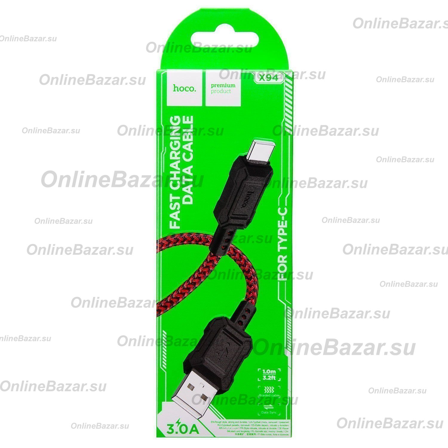 Кабель USB Type-C Hoco X94 (3A/1 метр) <красный> ― OnlineBazar.su