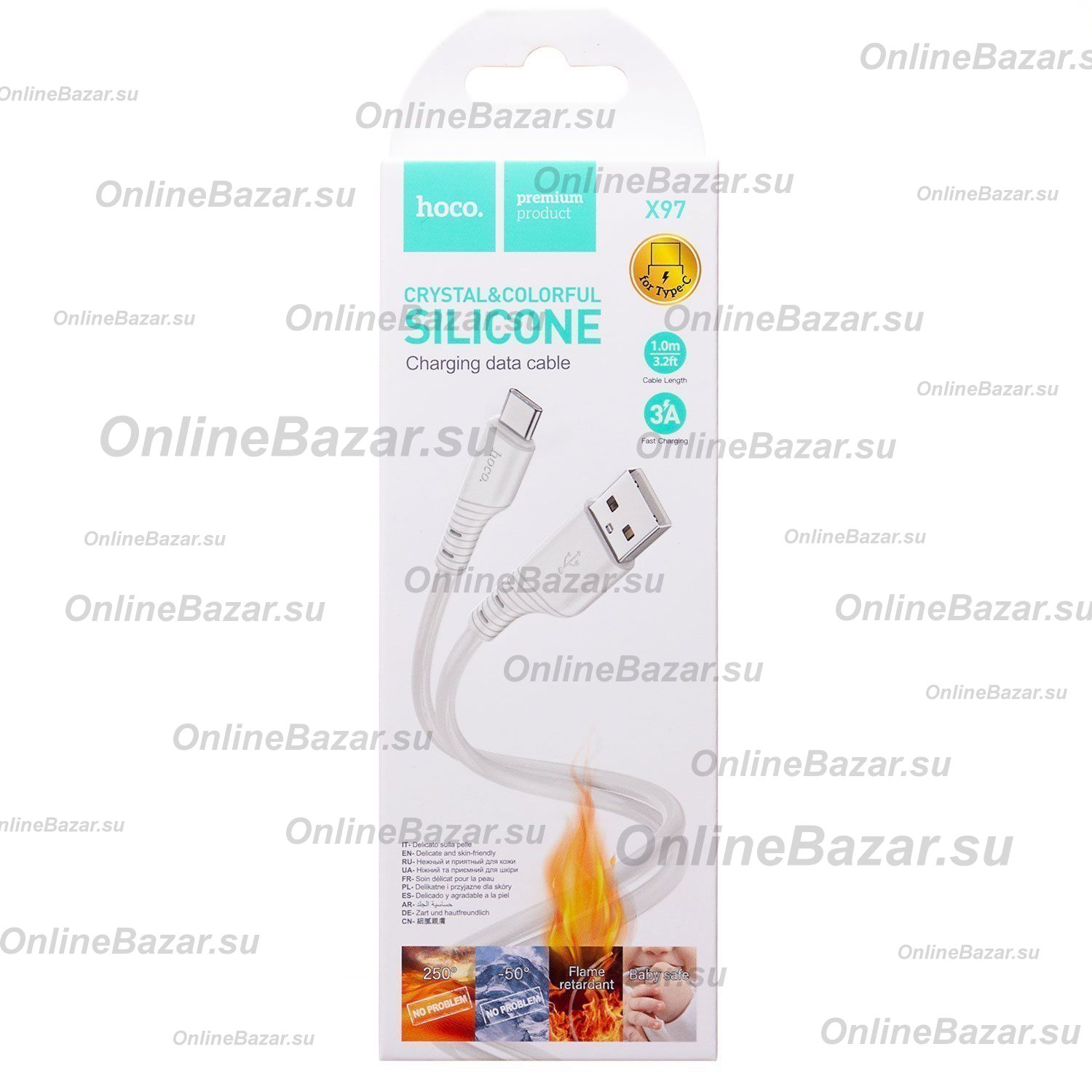 Кабель USB Type-C Hoco X97 (3A/1 метр) <белый> ― OnlineBazar.su
