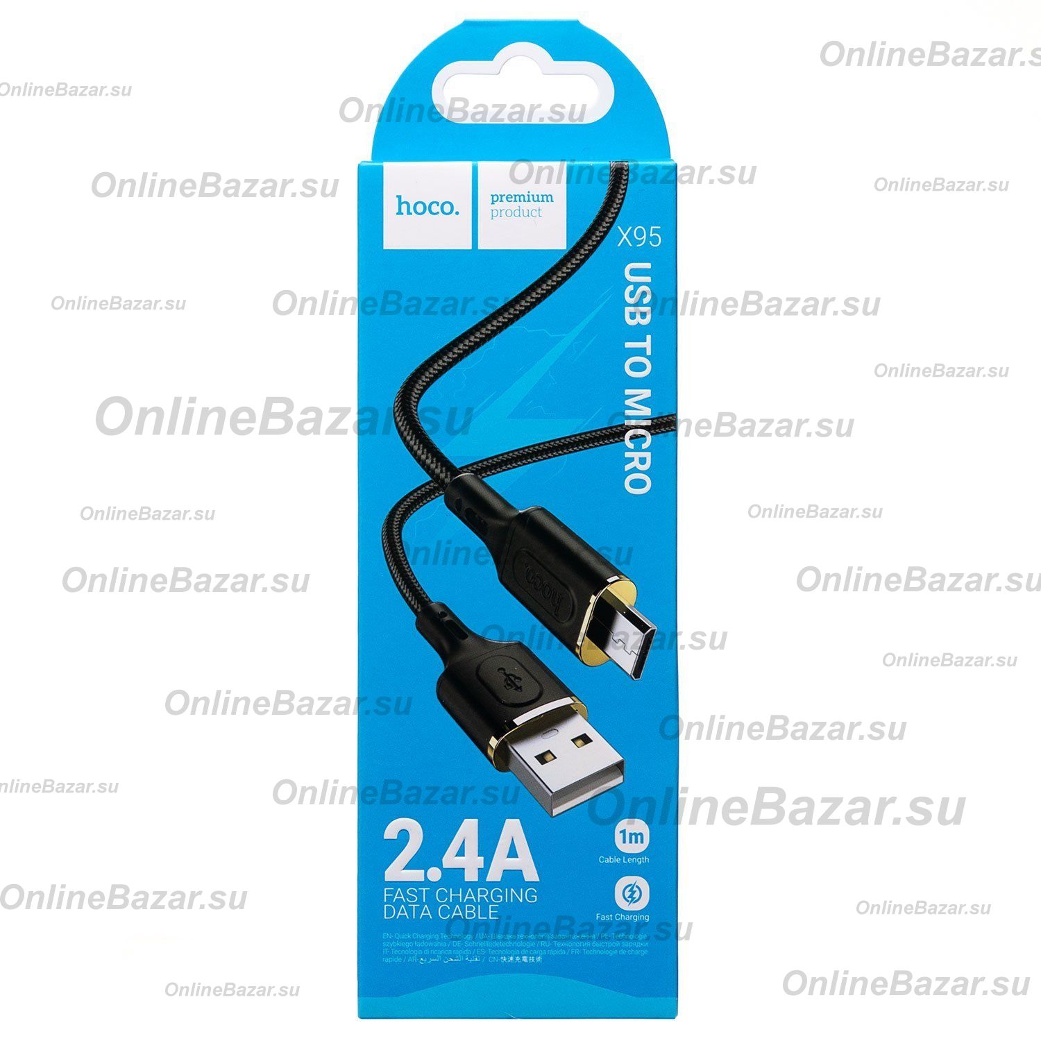 Кабель USB MicroUSB Hoco X95 (2.4А/1 метр) <черный> ― OnlineBazar.su