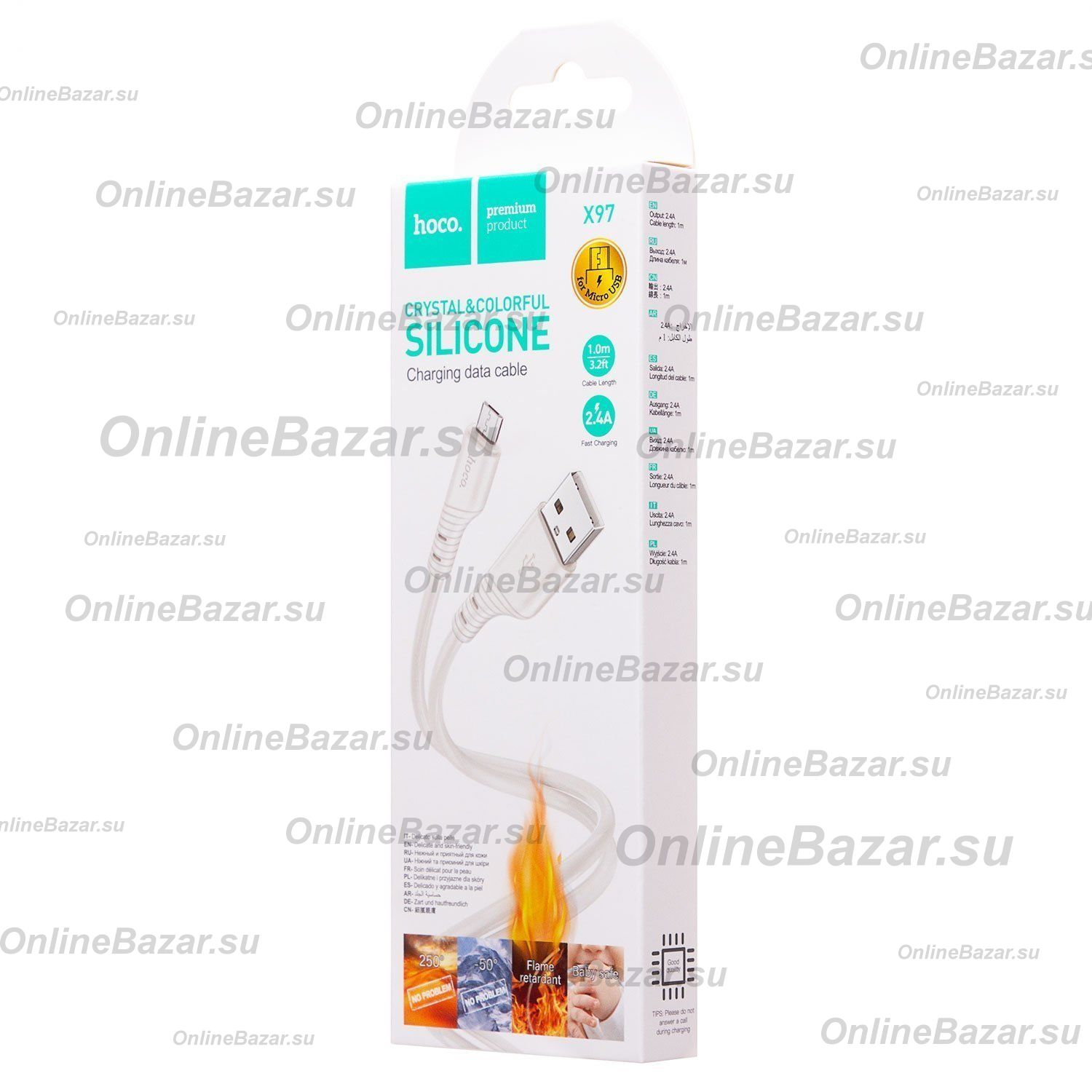 Кабель USB MicroUSB Hoco X97 (2.4А/1 метр) <белый> ― OnlineBazar.su