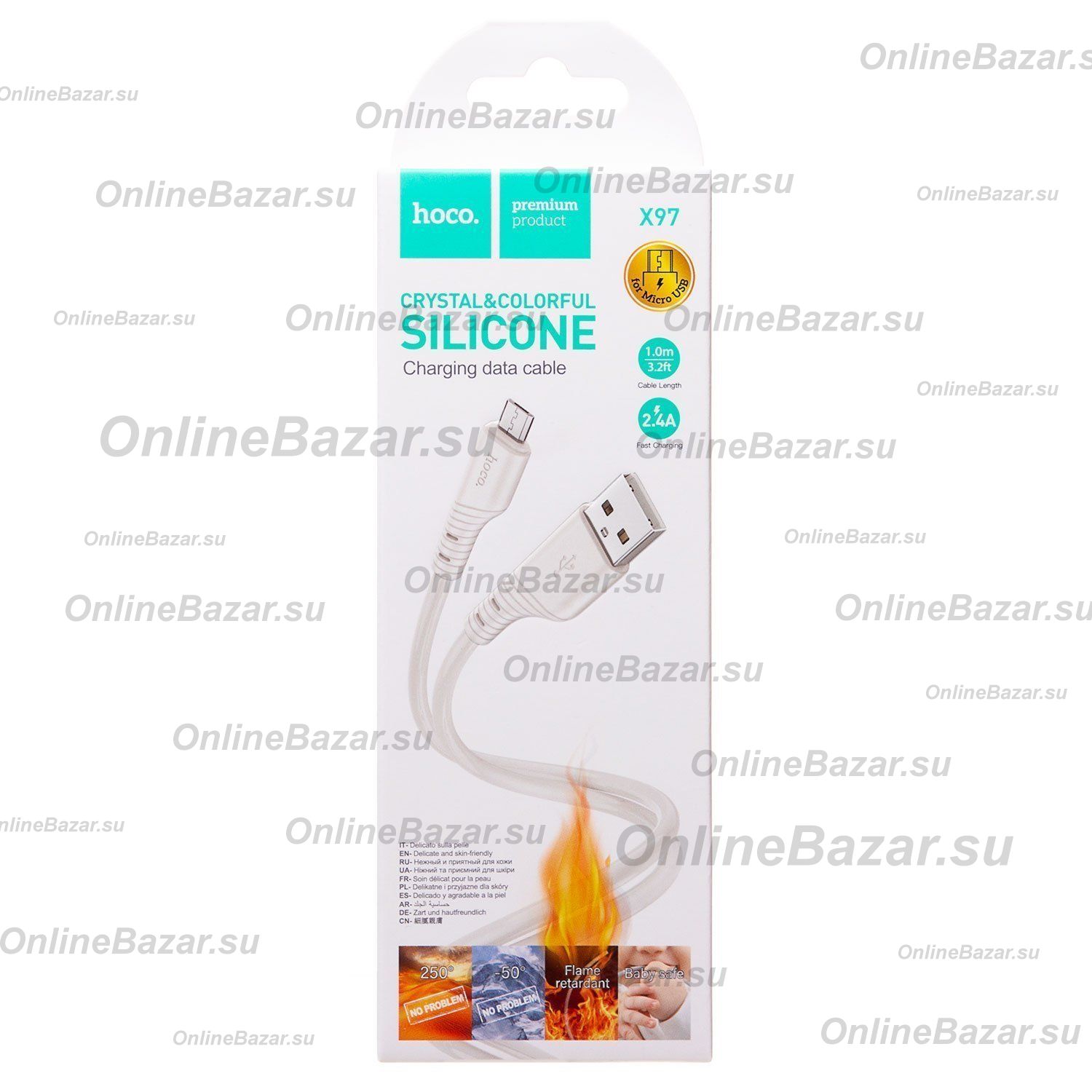 Кабель USB MicroUSB Hoco X97 (2.4А/1 метр) <белый> ― OnlineBazar.su