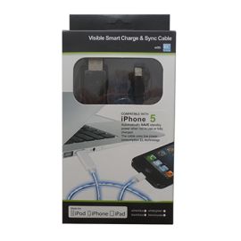 Кабель USB Apple iPhone Lightning плоский светящийся <черно-фиолетовый>