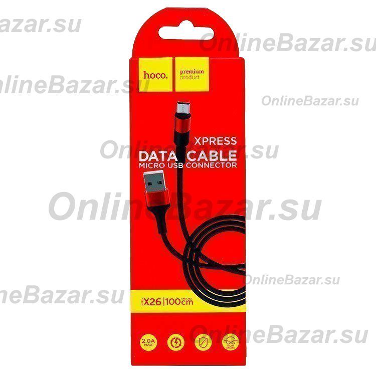 Кабель USB MicroUSB Hoco X26 <черно-красный> ― OnlineBazar.su