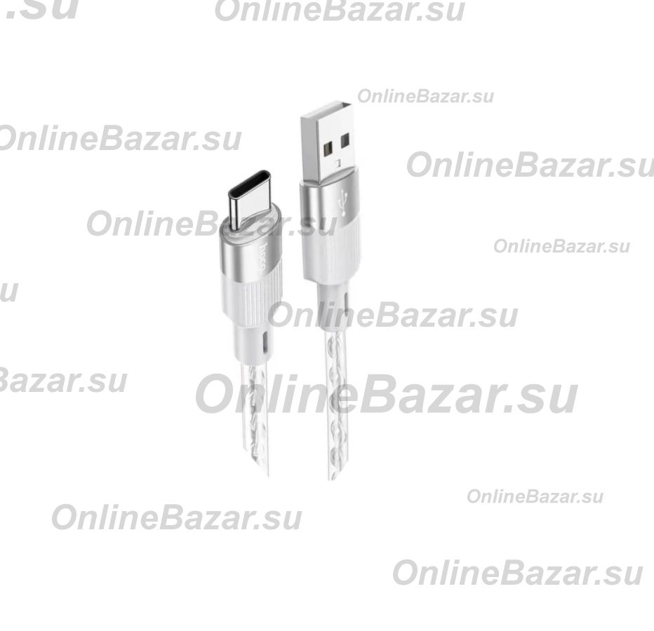 Кабель USB Type-C Hoco X99 (3A, прозрачный силикон, термостойкий) <серый> ― OnlineBazar.su