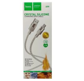 Кабель USB Type-C Hoco X99 (3A, прозрачный силикон, термостойкий) <серый>