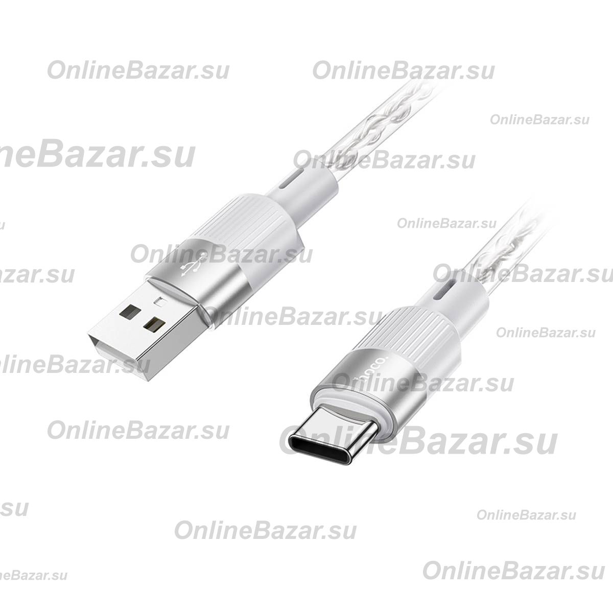 Кабель USB Type-C Hoco X99 (3A, прозрачный силикон, термостойкий) <серый> ― OnlineBazar.su