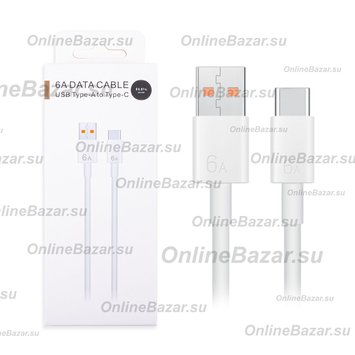 Кабель USB Type-C Huawei (6A, 66W) <белый> (оригинал) ― OnlineBazar.su