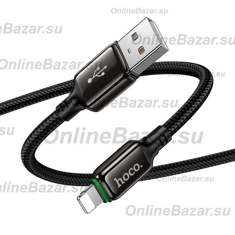 Кабель USB iPhone Lightning Hoco X127 (12W/оплетка нейлон) <черный> ― OnlineBazar.su