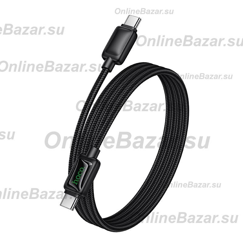 Кабель USB-C Type-C Hoco U146 (3A/60W/PD/оплетка нейлон/1.2 м) <черный> ― OnlineBazar.su