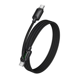 Кабель USB-C Type-C Hoco U146 (3A/60W/PD/оплетка нейлон/1.2 м) <черный>