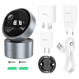 Камера видеонаблюдения Hoco D5 (Bluetooth/Wi-Fi/Full HD 2304×1296) <серый>