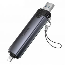 Кард-ридер Hoco HB56A для портов USB+Lightning (USB/SD/MicroSD) <серый>