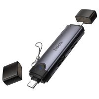 Кард-ридер Hoco HB56B для портов USB-C+Lightning (USB/SD/MicroSD) <серый> ― OnlineBazar.su