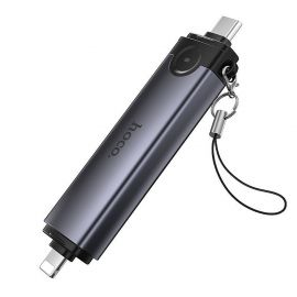 Кард-ридер Hoco HB56B для портов USB-C+Lightning (USB/SD/MicroSD) <серый>
