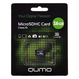 Карта памяти MicroSD 16 Gb CL10 Qumo в блистере без адаптера