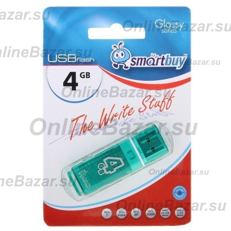 Карта памяти USB 4 Gb Smart Buy Glossy <зеленый> ― OnlineBazar.su