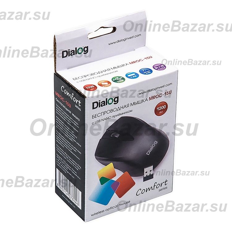 Мышь оптическая беспроводная Dialog Comfort MROC-15U RF <черный> ― OnlineBazar.su