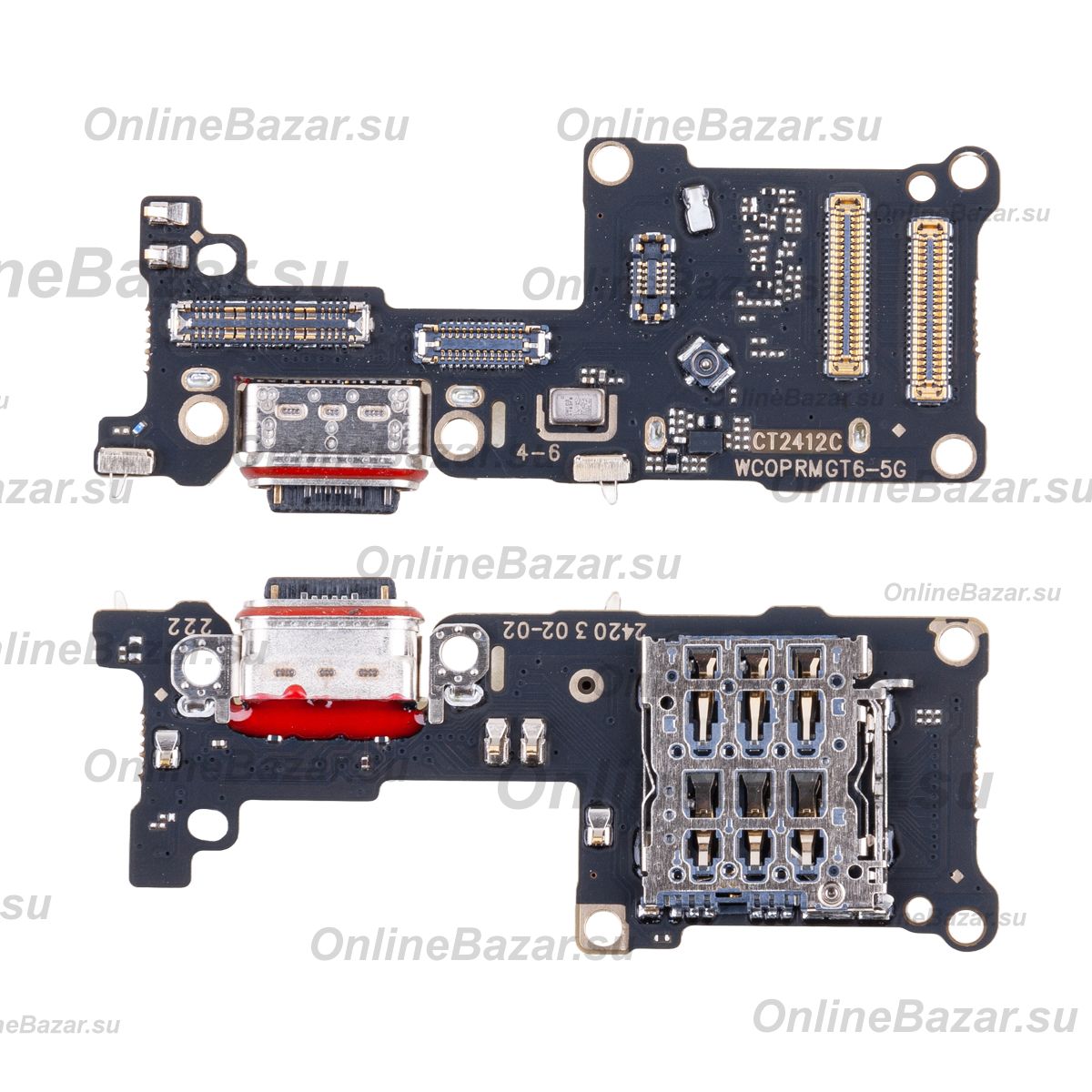 Плата нижняя для Realme RMX3851 на системный разъем, разъем Sim-карты и микрофон ― OnlineBazar.su