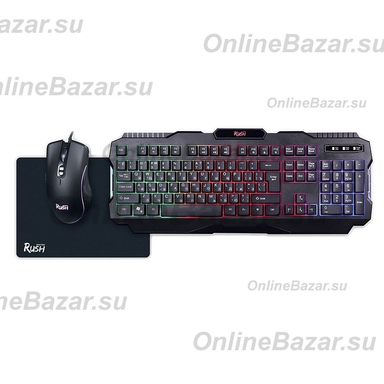 Проводной набор Smart Buy SBC-307728G-K RUSH Shotgun + коврик <черный> ― OnlineBazar.su
