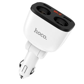 Разветвитель гнезда прикуривателя Hoco Z28 (2 выхода + 2 порта USB) <белый>