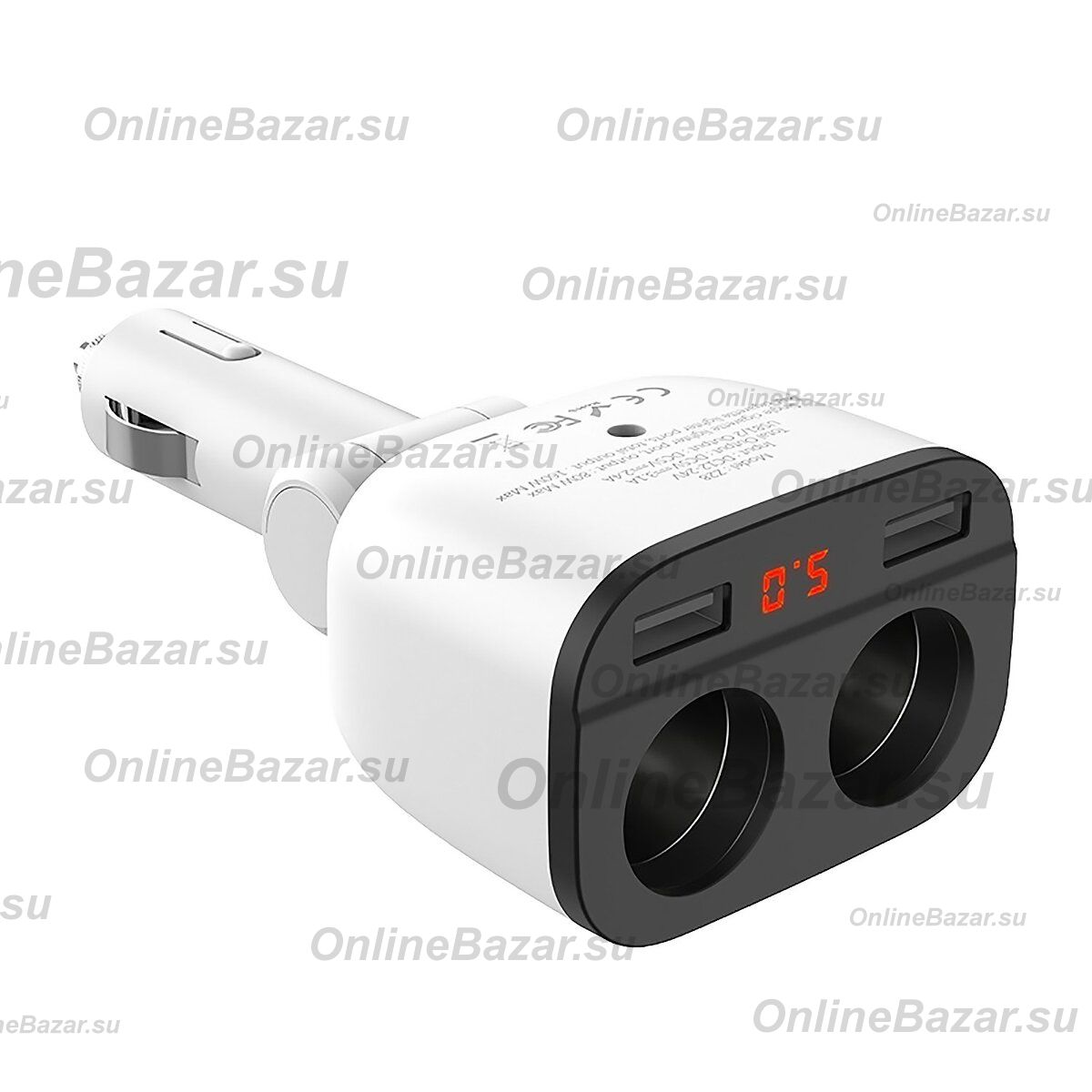 Разветвитель гнезда прикуривателя Hoco Z28 (2 выхода + 2 порта USB) <белый> ― OnlineBazar.su