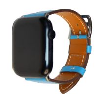 Ремешки для Apple Watch Series 8 (41 mm) гладкая кожа, классическая пряжка <голубой> ― OnlineBazar.su