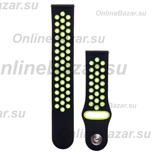 Ремешки для Motorola Moto 360 2 42mm силиконовые Sport Band <черно-зеленый> ― OnlineBazar.su