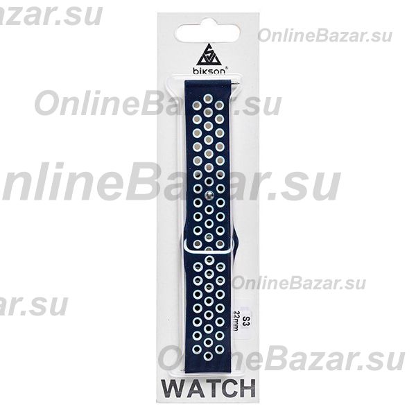 Ремешки для Samsung SM-R830 (Galaxy Watch Active 2 40 mm) Sport Band перфорация <темно-синий-белый> ― OnlineBazar.su