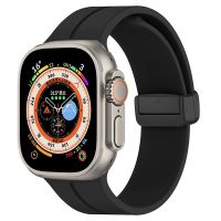 Ремешок для Apple Watch Series 8 (45 mm) силиконовый на магните <черный> ― OnlineBazar.su