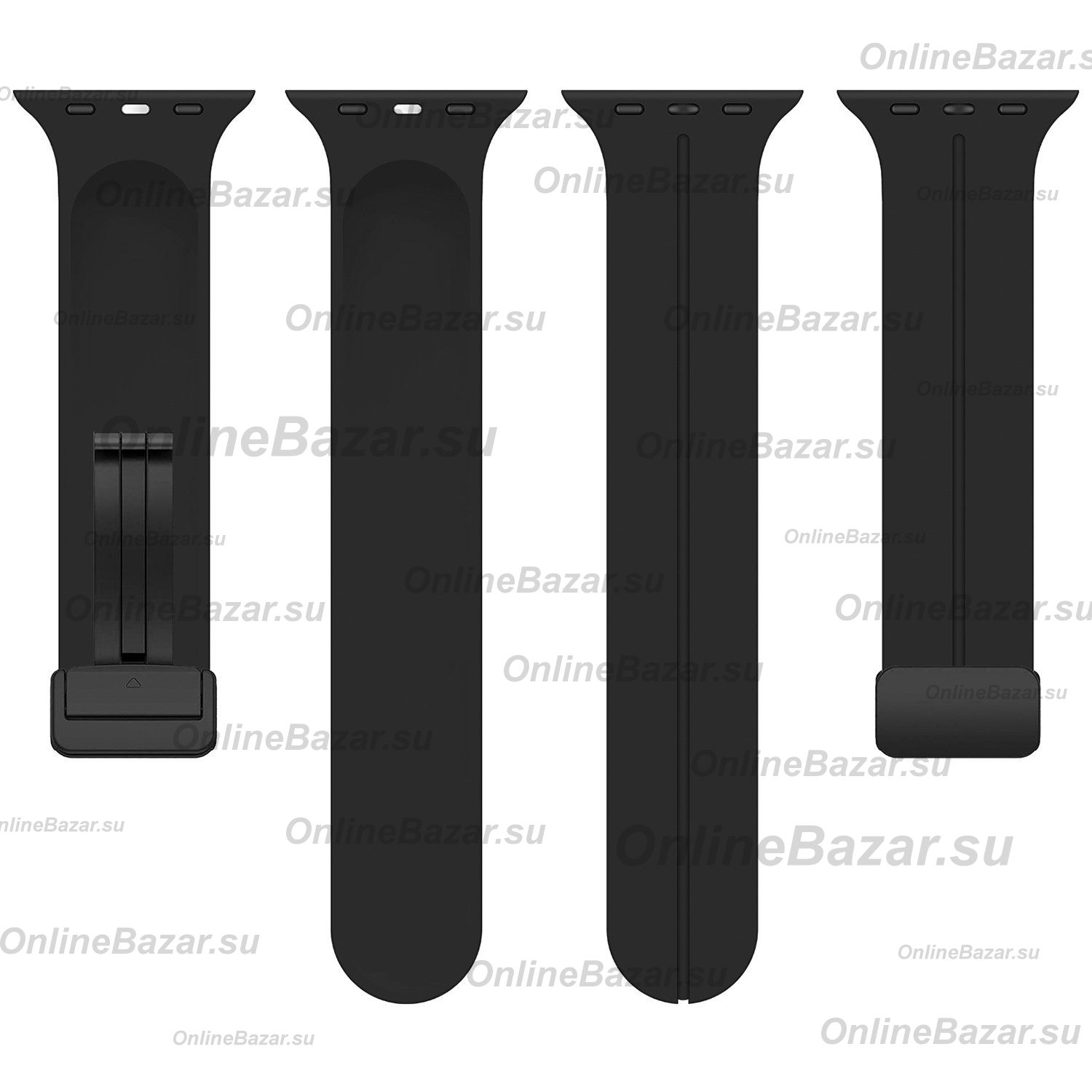 Ремешок для Apple Watch Series 8 (45 mm) силиконовый на магните <черный> ― OnlineBazar.su