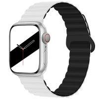 Ремешок для Apple Watch SE (44 mm) силиконовый на магните №3 <черно-белый> ― OnlineBazar.su