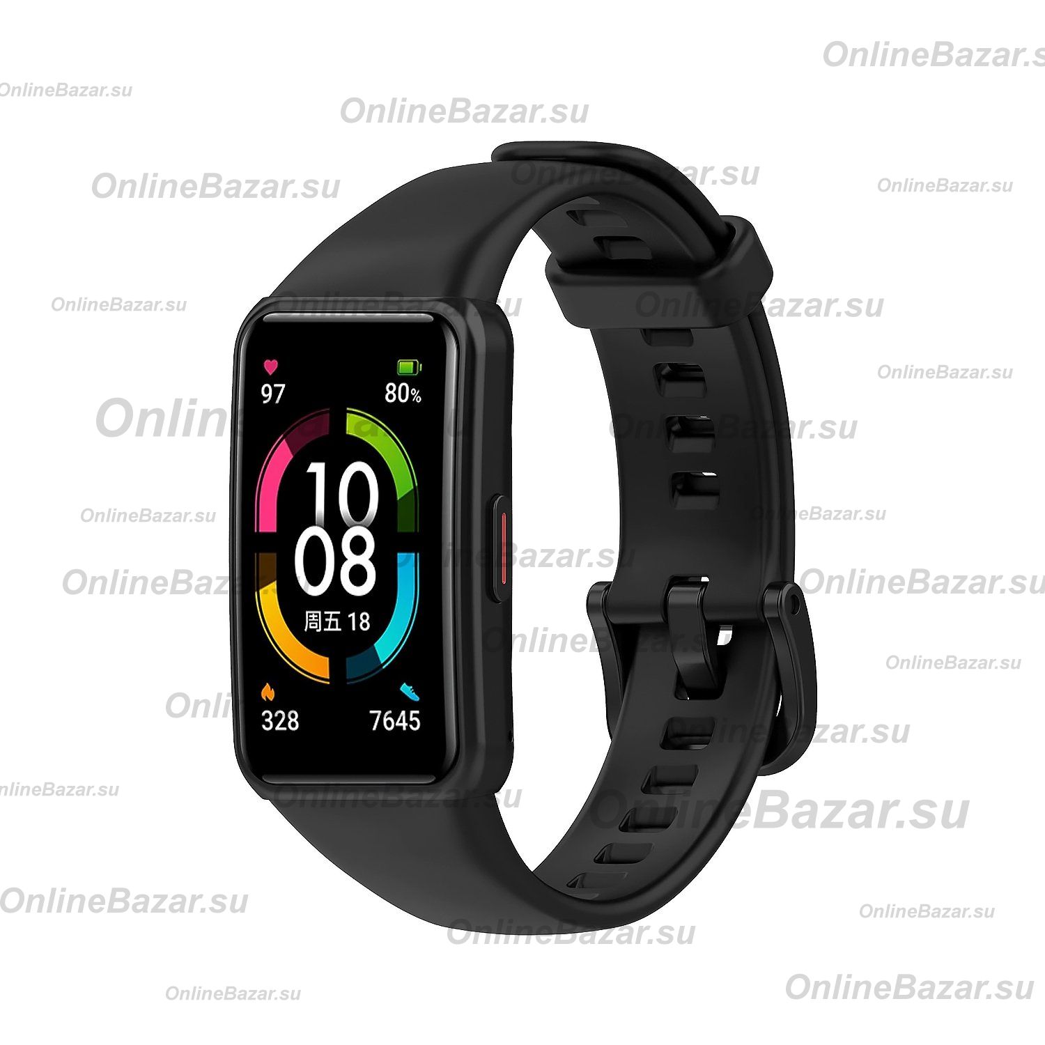 Ремешок для Honor Band 6 (ARG-B39) силиконовый <черный> ― OnlineBazar.su