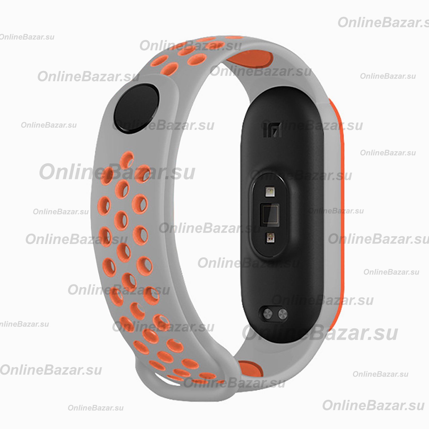 Ремешок для Xiaomi Mi Band 6 силиконовый Sport N <серо-оранжевый> ― OnlineBazar.su