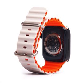 Ремешки для Apple Watch Series 3 (42 mm) Ocean Band силиконовый <бело-оранжевый>